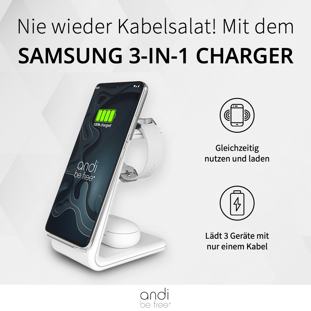 Chargeur Samsung 3 en 1 - chargeur sans fil - station de charge pour  smartphone, montre Samsung, écouteurs compatibles Qi - chargeur rapide